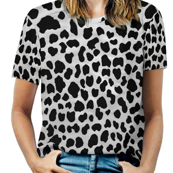 Leopard Print Pattern Women's T-Shirt Short Sleeve T Shirts Tops Tee Ladies Loose T