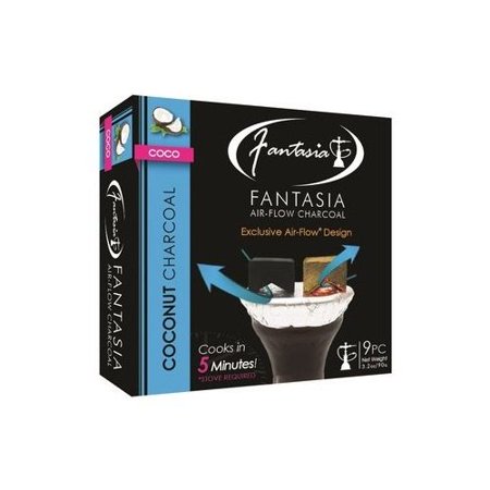 FANTASIA AIR-FLOW COCONUT CHARCOAL SUPPLIES FOR HOOKAHS – 9pc Non-quick light shisha coals for hookah pipes. All-natural coal accessories & parts that are Tasteless, Odorless, &