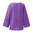 thumbnail image 4 of MIXUE Women Blouses Solid Color Round Neck Long Sleeve Loose Fit Casual Womens Summer Tops Daily-Wear,Purple,XXXL, 4 of 5