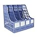 thumbnail image 3 of SAYEEC Sturdy Magazine Organizer Folder Desktop 4 Compartment File Holders Plastic Frames File Dividers Document Cabinet Rack Storage Box for Office Home School Blue, 3 of 4