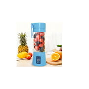 Wireless Rechargeable Portable Blender Juicer and Smoothies Maker, 380mL Fruit Mixer Squeezer with 6 Blades, For Camping, Travel and Kitchen Use, 380mL-Blue
