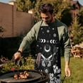 thumbnail image 4 of Black Gothic Sun Moon Flower Pattern Apron-Garden Aprons for Women with Pockets-Cotton Linen Waterproof Kitchen Cooking Gardening Aprons Adjustable for Kitchen,Cooking,BBQ and Salon 33x27 Inch, 4 of 7