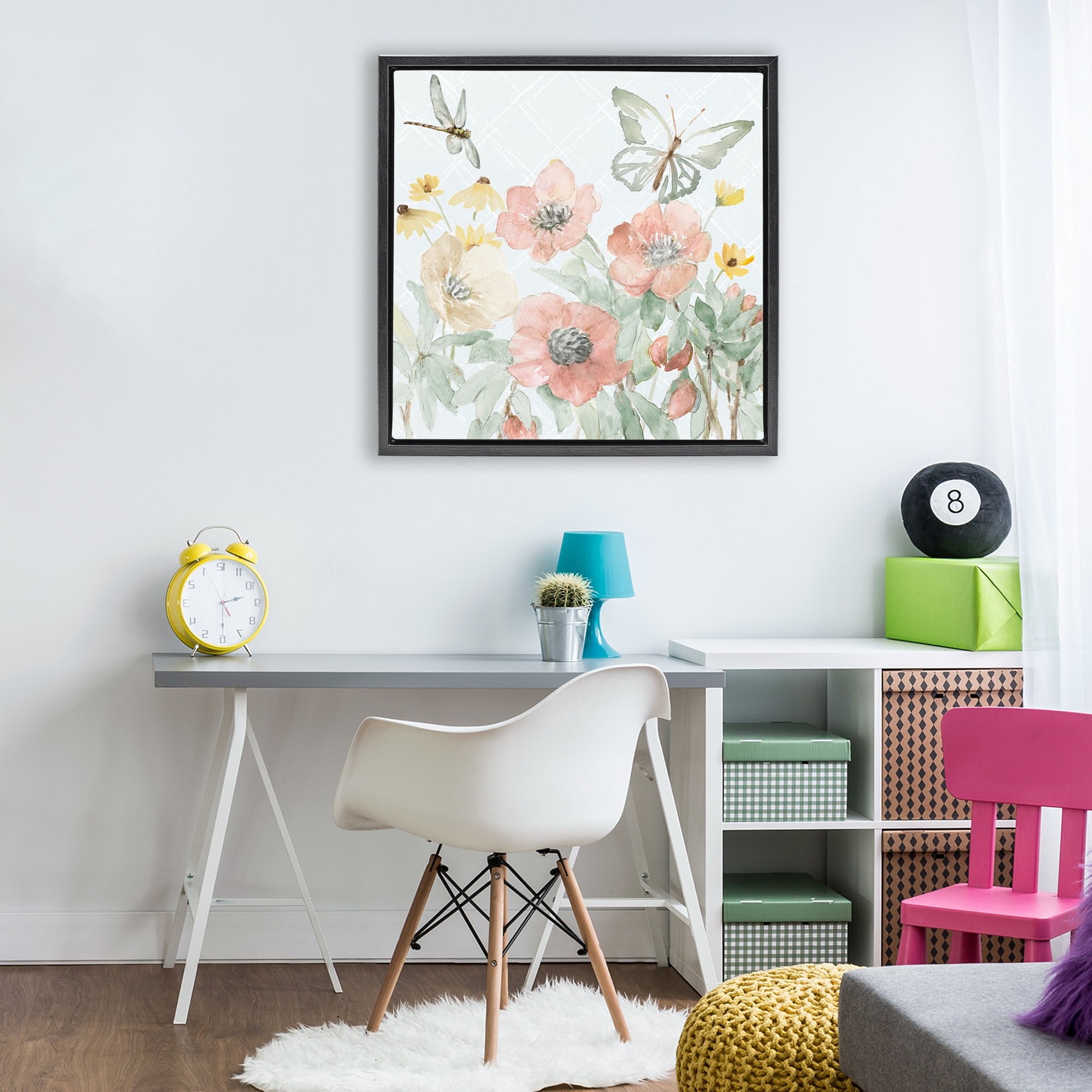Stupell Industries Garden Joy Butterflies Black Framed Floater Canvas Wall Art, design by Lanie Loreth