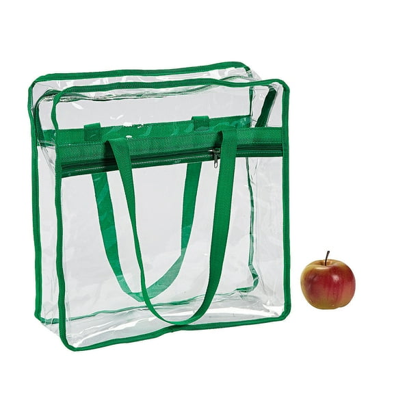 Green Trim Clear Team Spirit Tote - Favor Bagss - 1 Piece