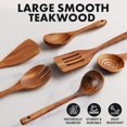 thumbnail image 3 of Extra-Large 6-Piece Wooden Spoon Set - Smooth Teak Cooking Utensils - Comfort-Grip Non-Stick Turner, Spatula, Skimmer, Fork, Serving Spoon, 3 of 9