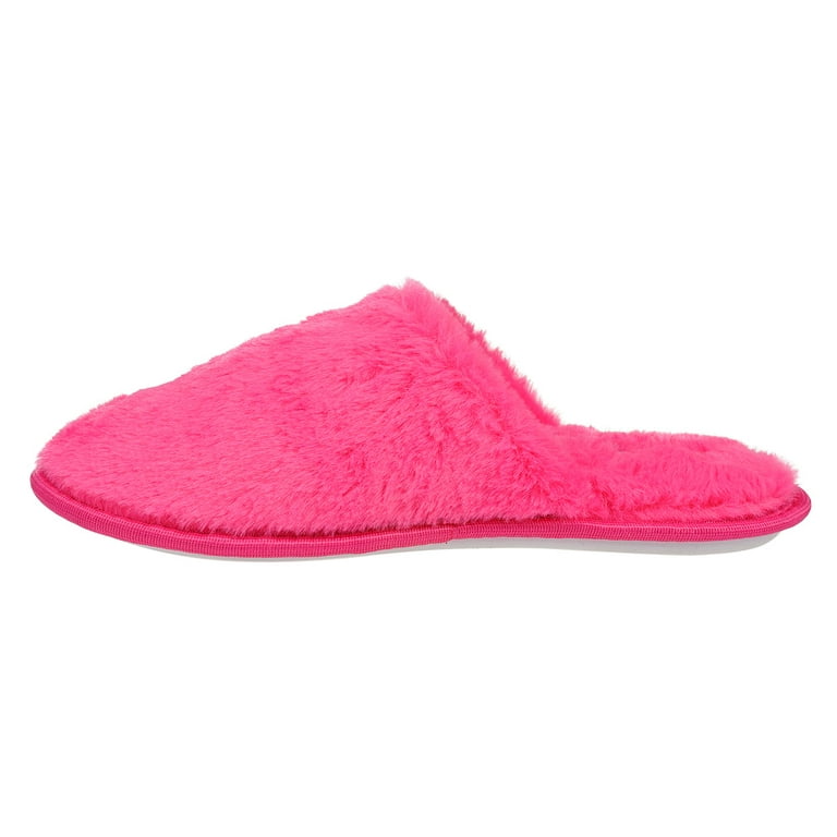 Ellen Tracy Fluffy Faux Fur Home Slippers Fuchsia Women s