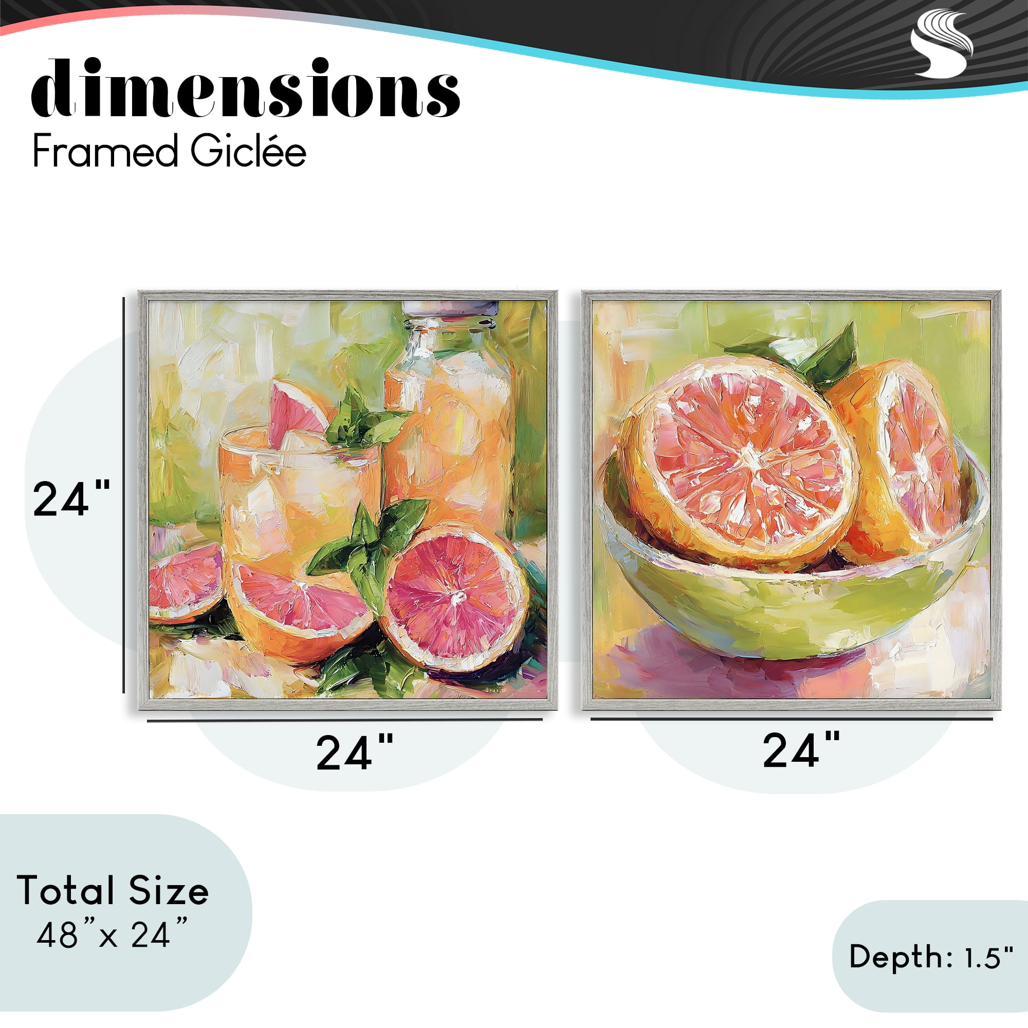 Stupell Industries Grapefruit Drinks & Fruits 2 Piece Gray Framed Giclee Art Set, design by Riley B