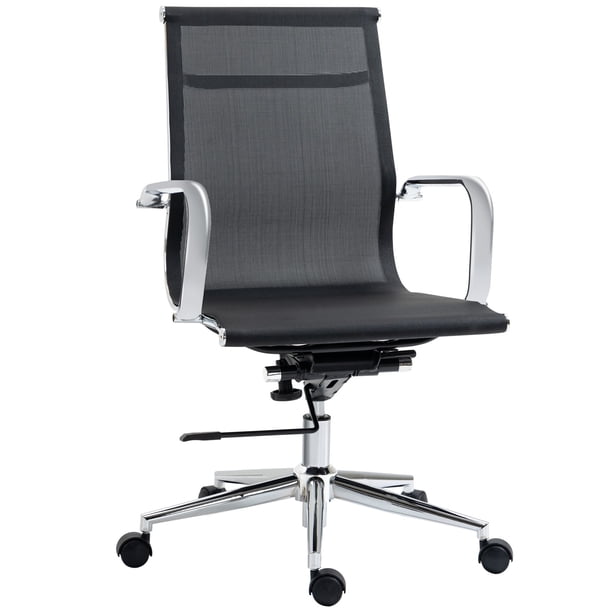 JWRWEFA Swivel Office Desk Chair, Mesh Adjustable Computer Chair with Metal Frame, Black, Ergonomic, Rolling, Home Office Chair