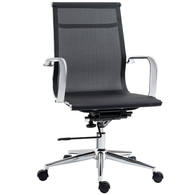 JWRWEFA Swivel Office Desk Chair, Mesh Adjustable Computer Chair with Metal Frame, Black, Ergonomic, Rolling, Home Office Chair
