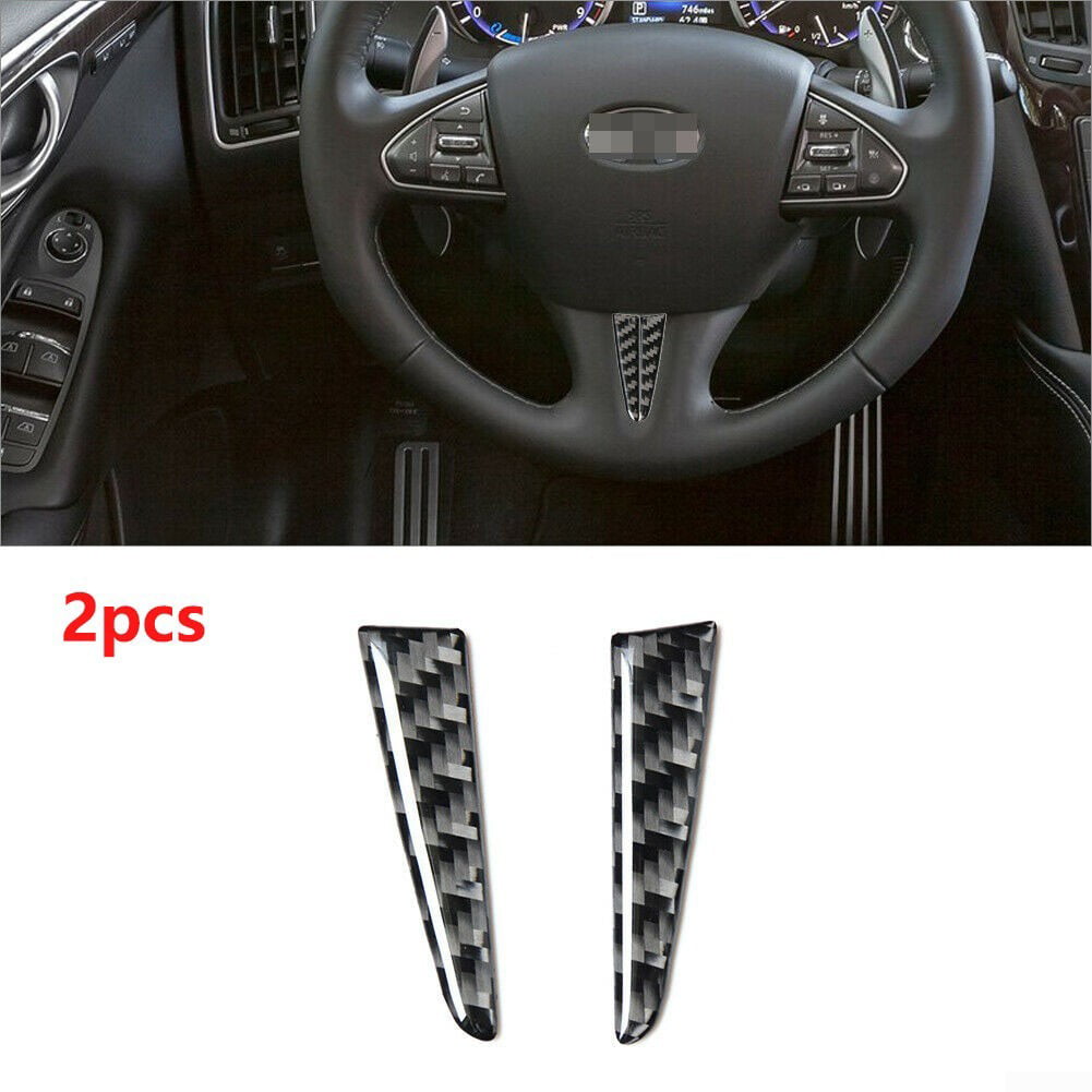 Steering Wheel Logo Sign 3D Decals Cover Trim Carbon Fiber Car Steering Wheel Sticker Cover Decor Fit for Infiniti Q50 Q60 2013 2014 2016 201 