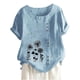 thumbnail image 2 of ICHUANYI Clearance Women's Summer Casual Round Neck Short Sleeve Printing Loose Shirt Tops(Light Blue, M) ICHUANYI WER2023081108131, 2 of 3
