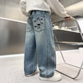 thumbnail image 2 of Shadoumai Boys Baggy Jeans Straight Leg Jeans With Pockets Elastic Waist Distressed Ripped Denim Pants With Holes, 2 of 5