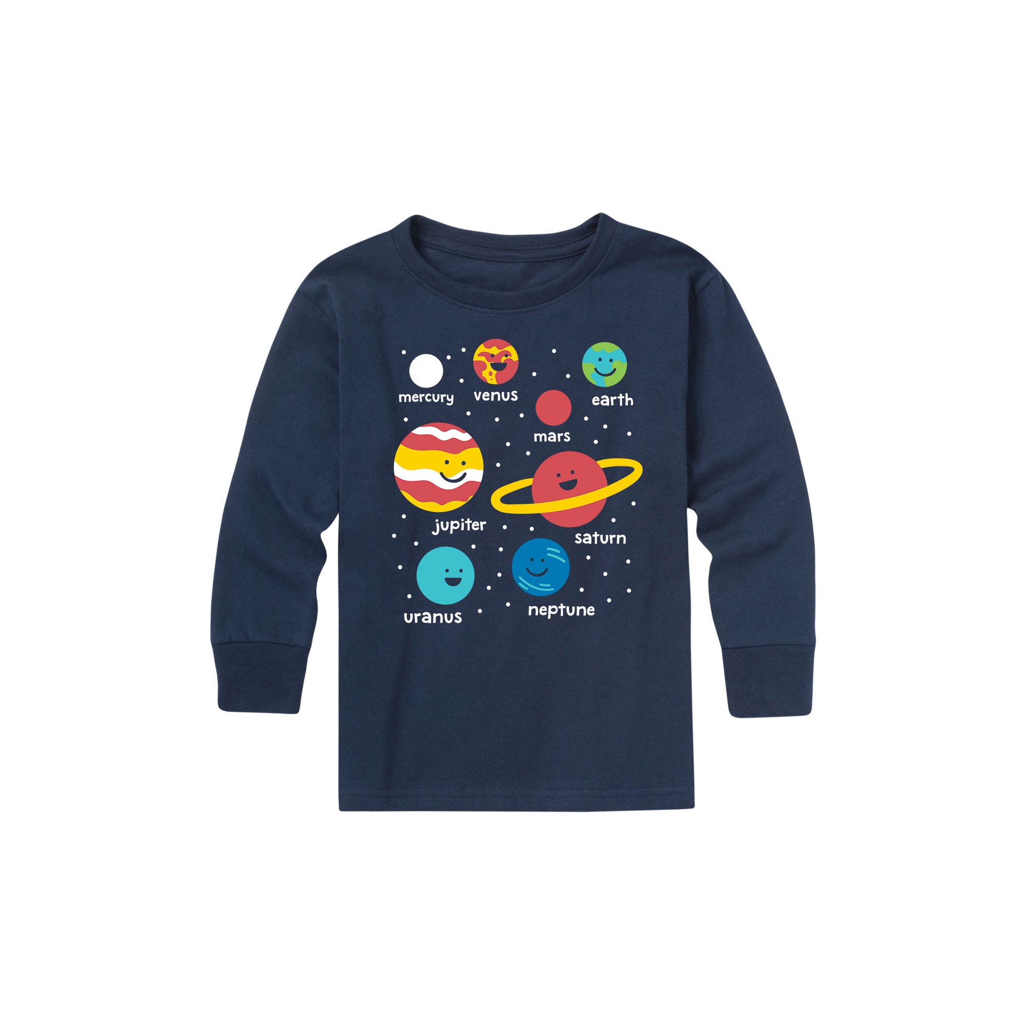 Instant Message - Labled Planets Boys Long Sleeve Graphic T-Shirt