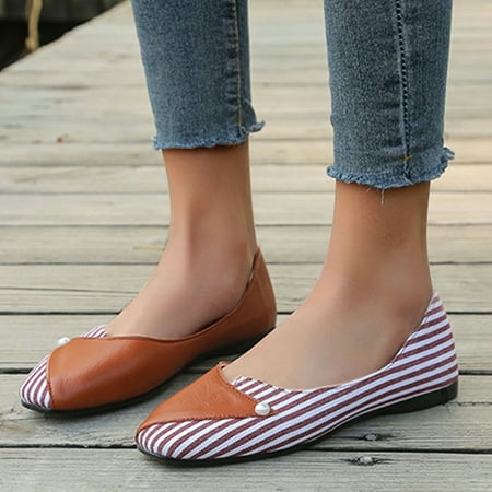 

MIASHUI shoes for women Fashion Spring And Summer Comfortable Casual Flat Pump Women s Shoes With Color Matching Stripes