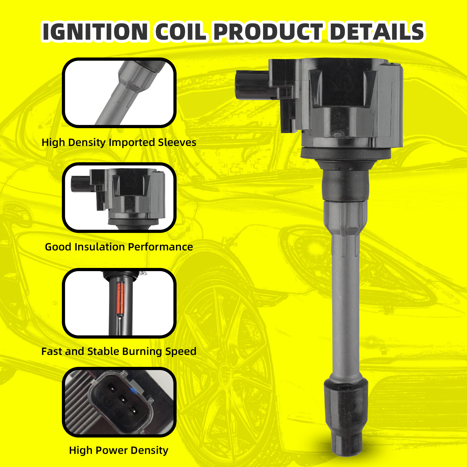 MOAUTO Set of 4 Ignition Coils Pack UF781 3052059B013 & 4 PCS Iridium Spark Plugs Compatible with Honda Accord CR-V Civic Insight RDX 2017-2021 1.5L 2.0L