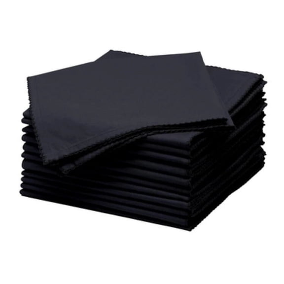 Toshe Cloth Napkins Set Of 12 – 17X17 Inch 100% Cotton Black Dinner Napkins,