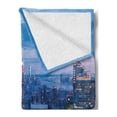 thumbnail image 2 of New York Soft Flannel Fleece Blanket, Aerial Night View of NYC with Dusk Sky Cloudy Sunset in City Fashion Capital Art Photo, Cozy Plush for Indoor and Outdoor Use, 50" x 60", Blue, by Ambesonne, 2 of 5
