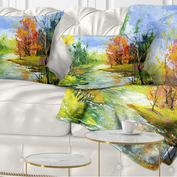 Designart Fusion of Autumn Shades - Landscape Printed Throw Pillow - 12x20