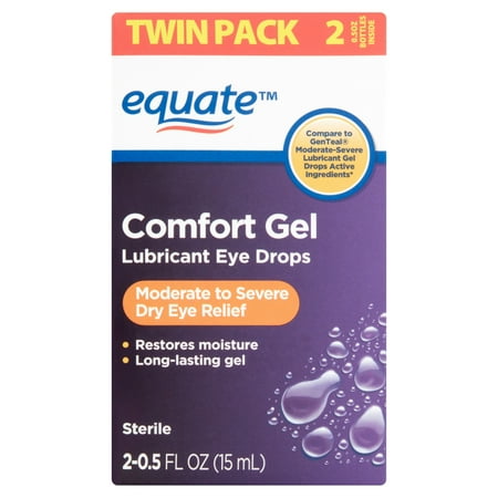 Equate Comfort Gel Lubricant Eye Drops, 0.5 Oz, 2 Pk