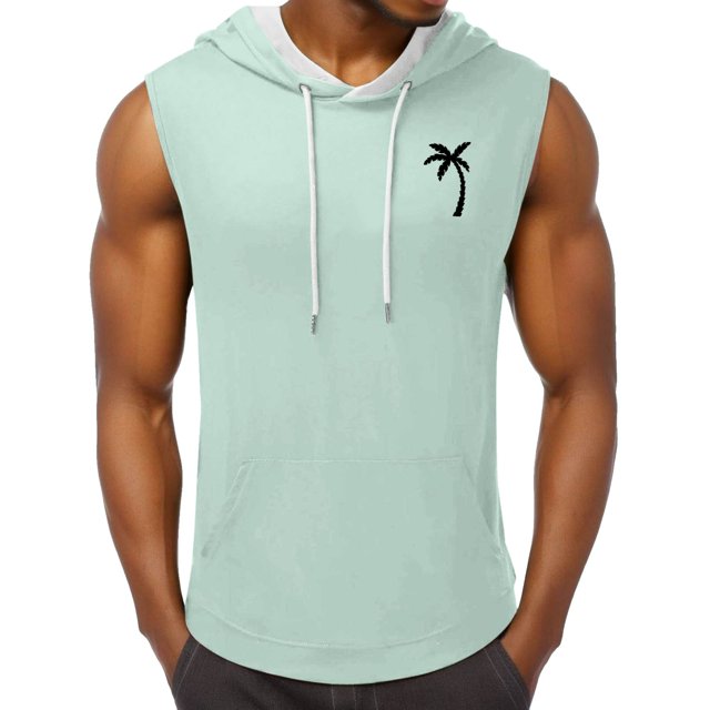 JAKANYQ Débardeur Homme Été Vêtements de Course Extérieur Plage Imprimé Noix de Coco Col Rond Sans Manches Tendance, m