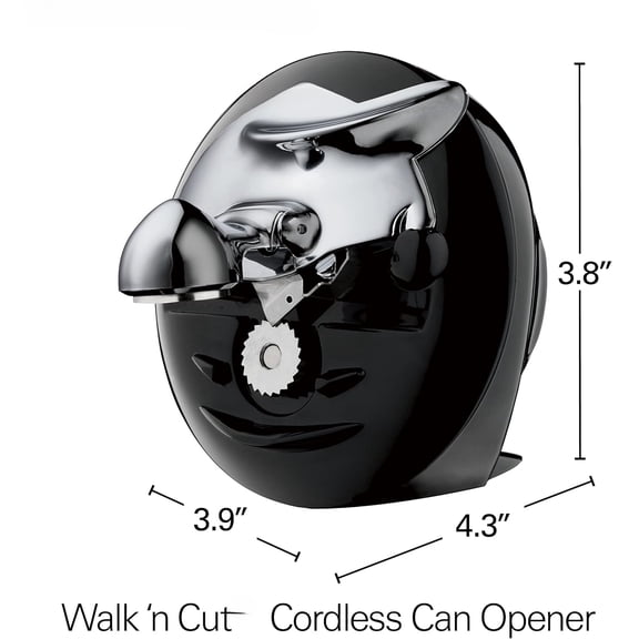 Walk 'n Cut Electric Can Opener for Kitchen, Use On Any Size, Automatic and Hand-Free, Cordless & Rechargeable, Easy Clean Removable Blade, Black (76501G)