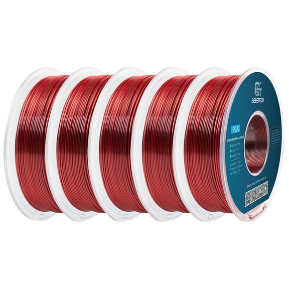 Geeetech 5pcs anti-pulling type 3D Printer PLA Filament 5KG(11ibs) Toughness Enhanced Filament with 1.75mm Dimensional Accuracy /-0.03mm, Vacuum Packaging Two-tone black and red