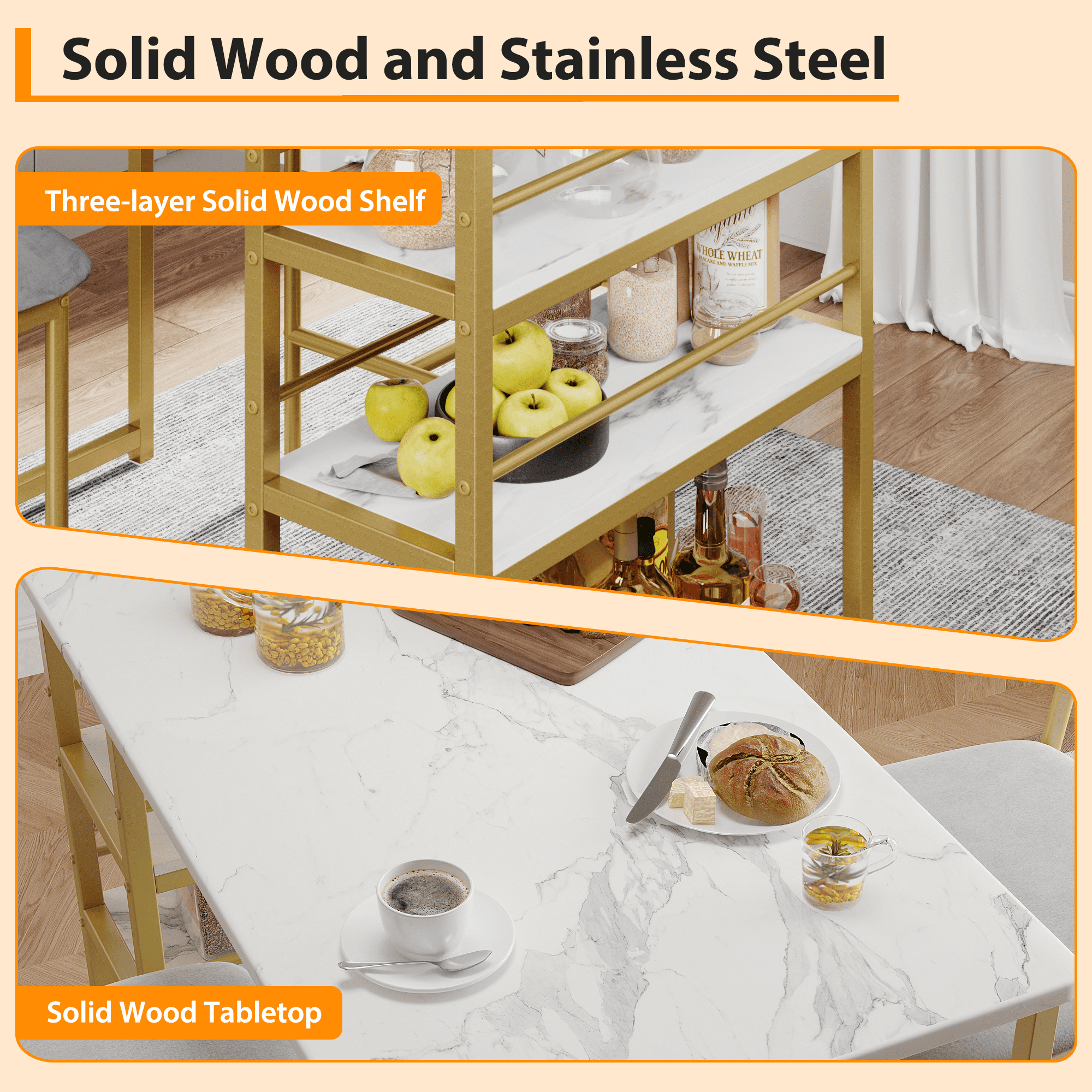Kitchen Table Set,Dining Table and Chairs for 2,3 Piece Dining Room Table Set with 2 Upholstered Chairs,Bar Dining Table Set for Small Spaces,Apartment,Breakfast,Pub