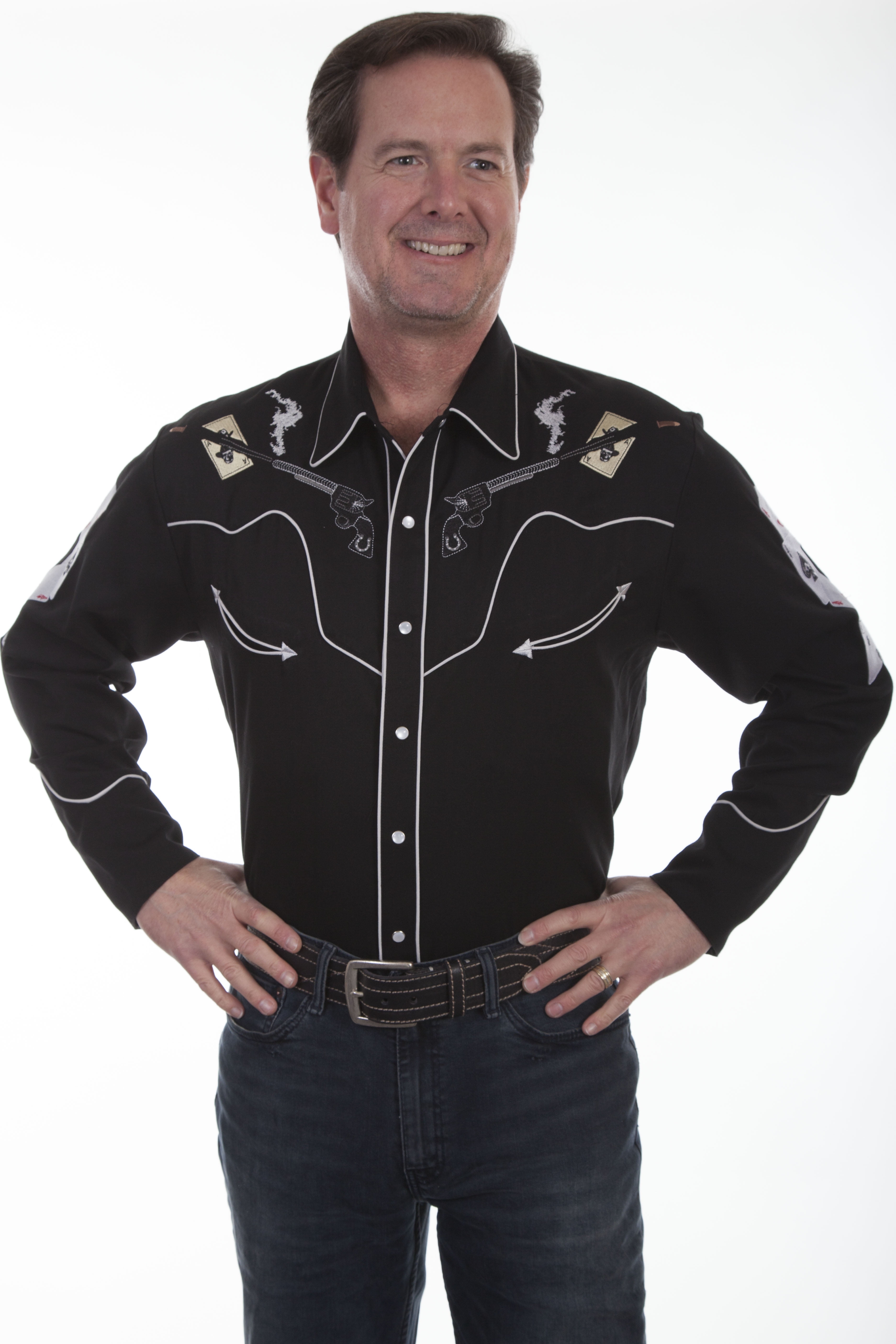 Scully Men/'s Black Embroidered Skull Snap Up Western Shirt P-864 SALE!!