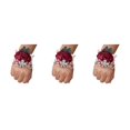 thumbnail image 2 of Advancent Ramillete de muñeca de rosa de satén hecho a mano de larga duración para bodas y graduaciones elástica única N25 rojo vino Type1 NO1, 2 of 6