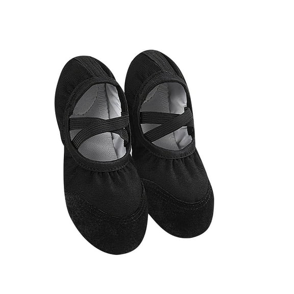Tao Tao Kids Girls Ballet Shoes Split Leather Sole Soft Ballet Shoes Flat Dance Shoes For Ballet Children With Elastic Laces For Performance Gymnastics Yoga Black 25