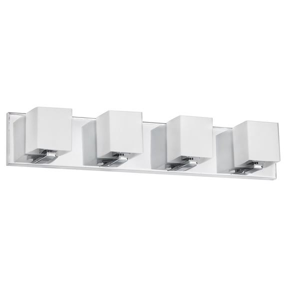 4 Light Vanity Fixture, Frosted Glass-Finish:Polished Chrome/White
