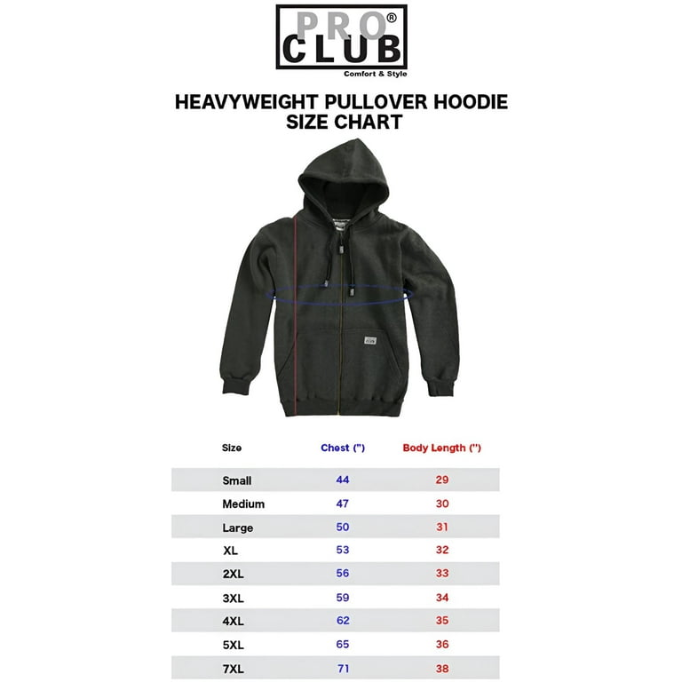 Pro Club Men's Heavyweight Full Zip Fleece Hoodie Sweatshirt