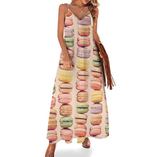 ¡Me encantan los macarons! Vestido sin mangas para mujer, vestido de verano, vestido de fiesta diario, vestido elegante de lujo para mujer
