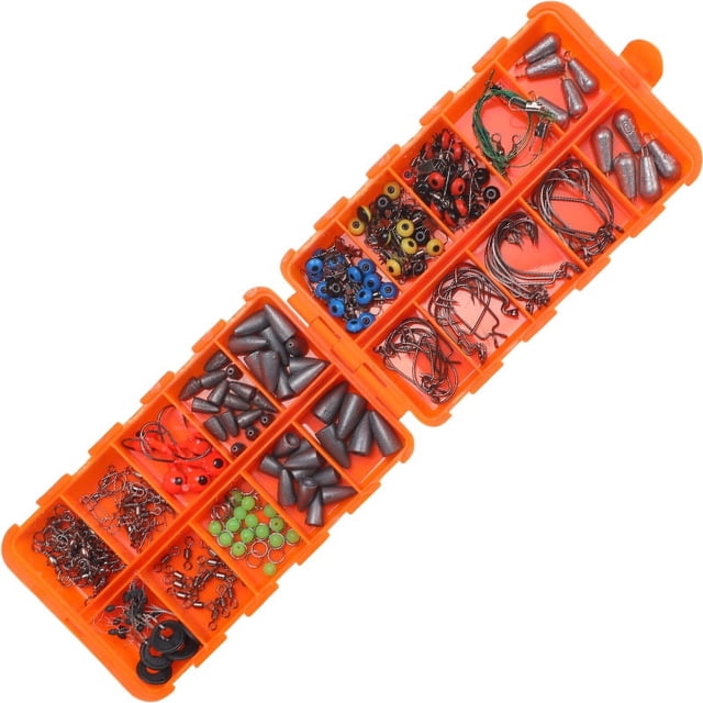 231pcs Fishing Accessories Kit, Including Jig Hooks, Bullet Bass Casting Sinker Weights, Fishing Swivels Snaps, Sinker Slides, Fishing Set with Tackle Box