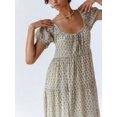 thumbnail image 5 of Light Green Boho Maxi Dress With Square Neck, Puff Sleeves, Tiered Flowy, 5 of 30