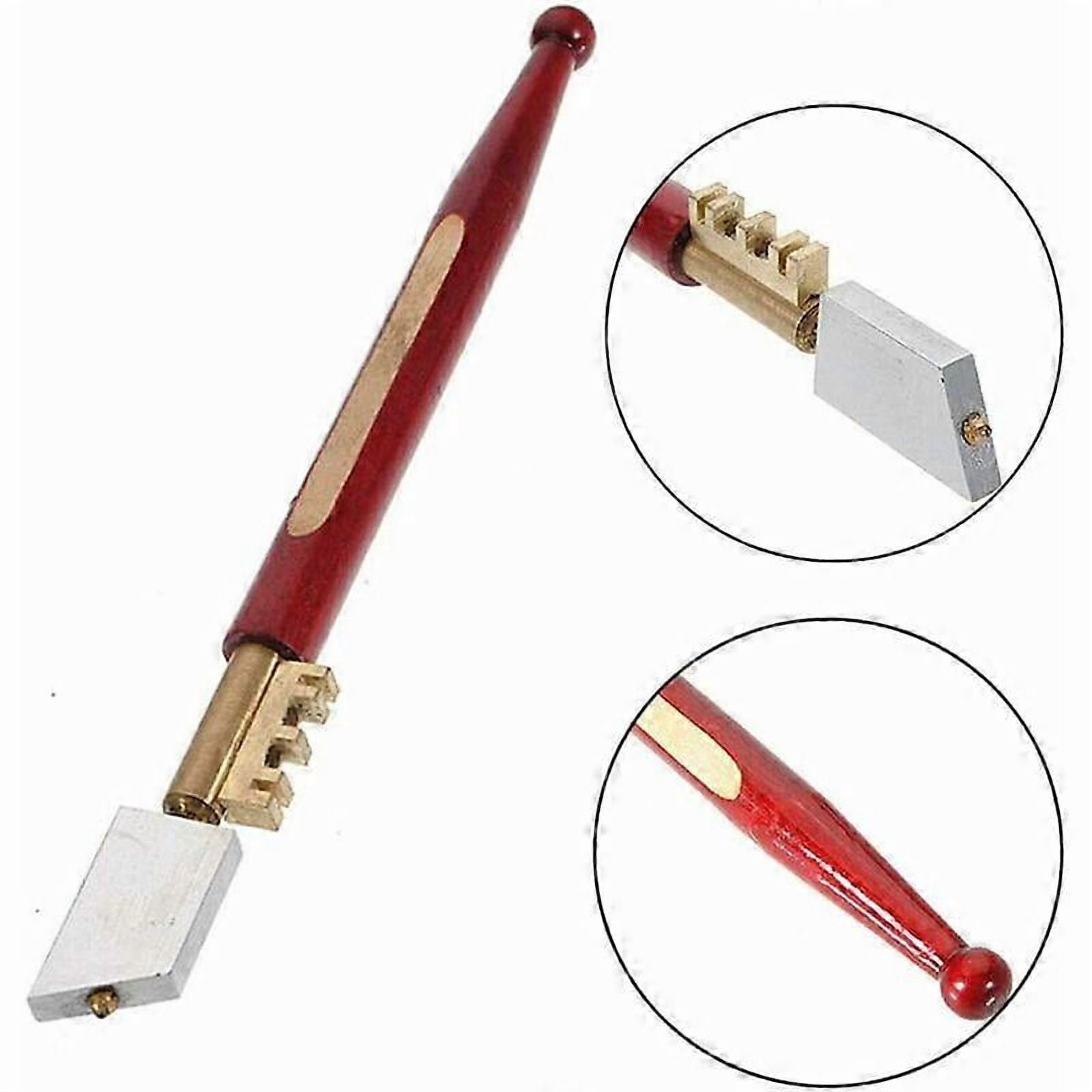 Glass Cutting Tool, Heavy Duty Diamond Glass Cutter for Cutting Glass up to 8mm Thick Brass Snapper Hardwood Handle, 18cm