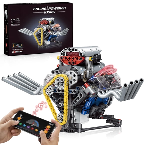 Kit Motor V8 HIGH GODO YC1657 Bloques Construccion 665 Piezas Control App Luces LED