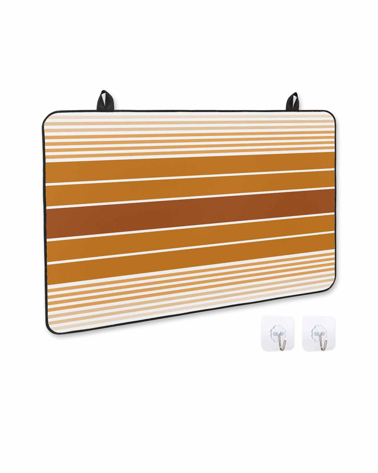 nqOlkjepod Large Induction Cooktop Protector Mat 24"x21", Burnt Orange Ombre Stripe Stove Top Covers for Electric Stove, Farmhouse Striped Gradient Stove Burner Cover Mats, Glass Top Stove Cover