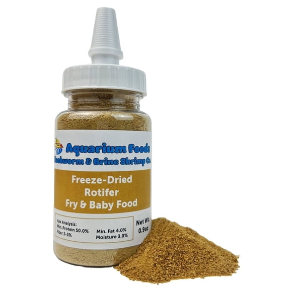 Rotifers Powder/Micro Bits as Fry & Baby Food, for Freshwater Fish, Marine Fish, Baby Pond Fish, Corals, Anemones, Tiny Nano Fish - 0.6oz Sm Bottle