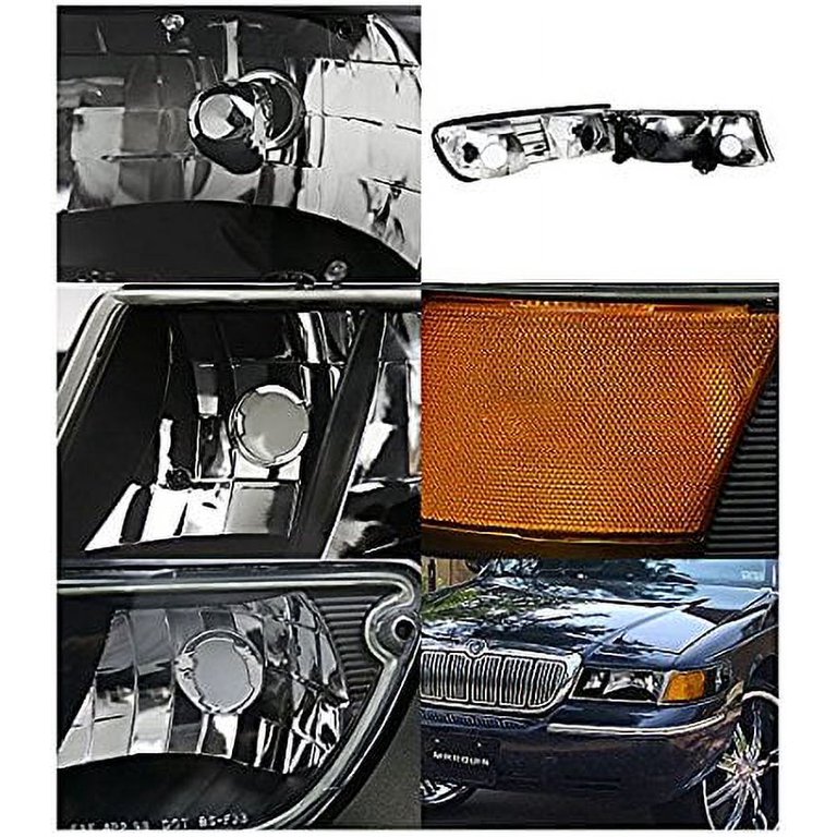 Spec-D Tuning 2LCLH-GMAR99JM-EU Mercury Grand Marquis Euro Black  Headlights+Corner Signal Lamps 4PC