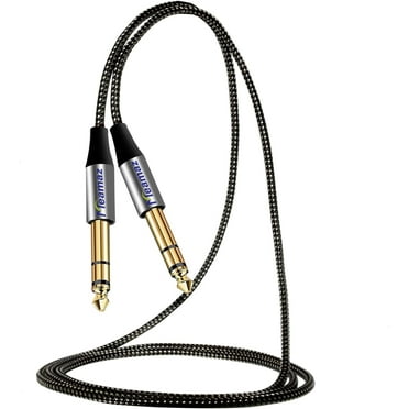 Meamaz Guitar Cable 1/4 inch TRS 6.35mm Amplifier Cord,3.5mm AUX Audio Male to Male Stereo ,Compatible for iPod,Laptop,Home Theater,Subwoofer(Nylon Black 9.84Ft/3M)