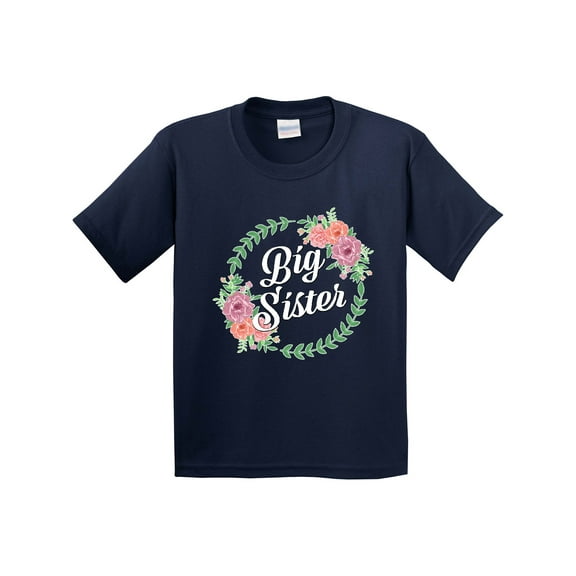 Inktastic Big Sister with Flower Circle Youth T-Shirt