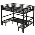 thumbnail image 5 of Newest Queen over Queen size pull-out Metal Bunk Bed, lower bunk can be pulled out in three sections, top bunk equipped with safety rails, black., 5 of 9