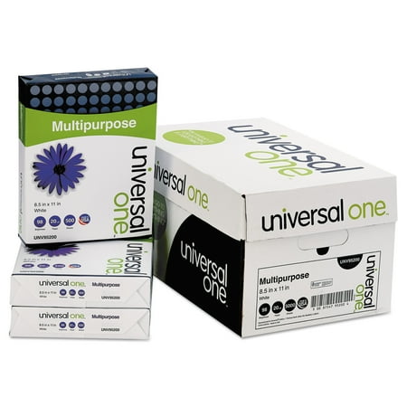 Universal Multipurpose Paper, 98 Brightness, 20lb, 8-1/2 x 11, Bright White, 5000 Shts/Ctn