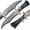 Blue, variant on Damascus Steel Hunting Knife - Fixed Blade Knives with Sheath - Firm Grip Handle Made of Camel Bone (White)