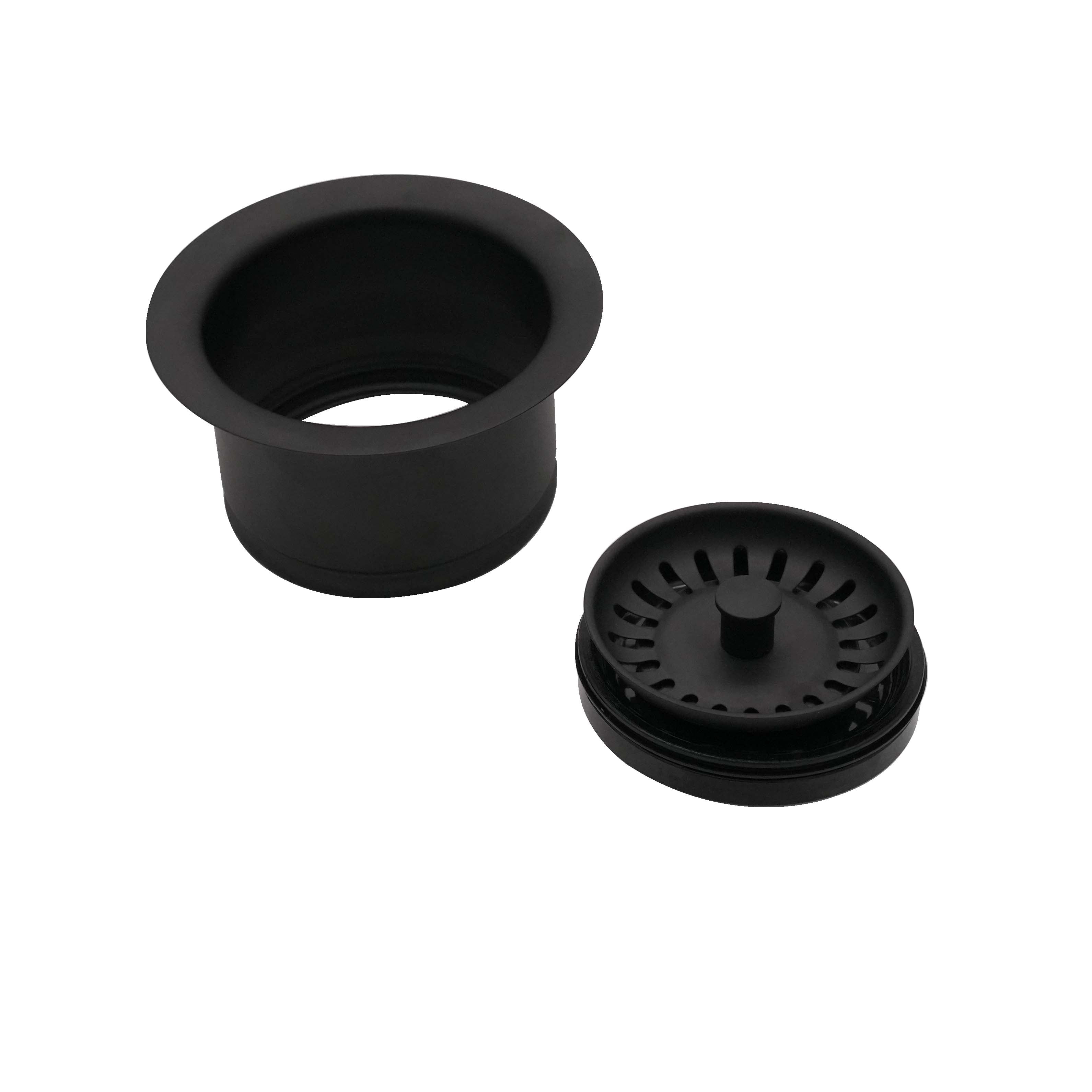 Westbrass Extra-Deep Collar Waste Disposal Flange & Strainer Stopper, Matte Black