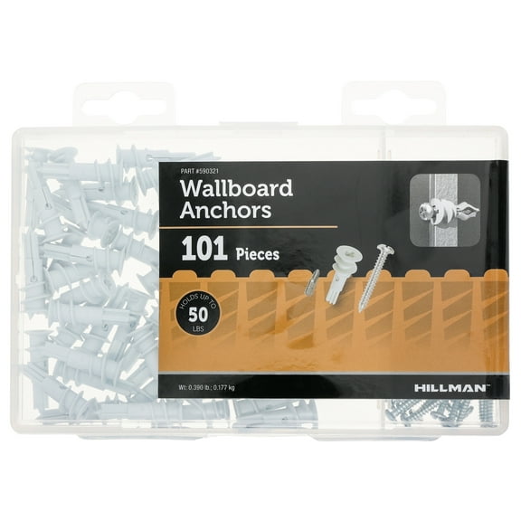 Hillman Drywall Anchor Screws, #6, Nylon, Pan Head Phillips, 50 lb., White, 50 pack