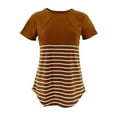 thumbnail image 4 of VEKDONE Stripe Nursing Shirts for Women Short Sleeve Crewneck Maternity Tops Double Laye Breastfeeding Tees Casual Stretchy Loose Pregnancy Clothes Camisa de Maternidad Coffee XL, 4 of 8