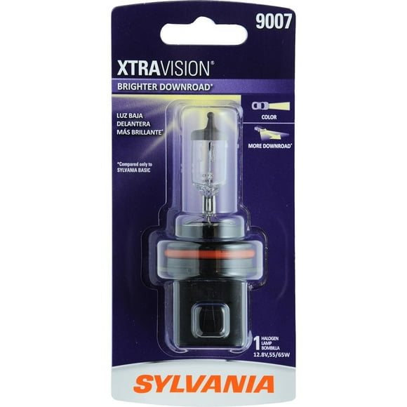 Sylvania Silverstar Headlight Bulb 9007XV.BP OE Replacement; 9007; Halogen Bulb; 55 Watt Low Beam/65 Watt High Beam; 12.8 Volt; Clear Beam Color; 1000 Lumens; 3200K Light Color Temperature; Single