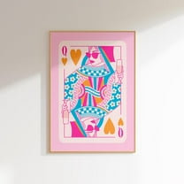 Pink And Orange Wall Art Queen Of Hearts Print College Apartment Decor, Maximalist Wall Art Dorm Room Decor, Girly Wall Art Funky Home Decor Wall Art, Modern Wall Decor, 8x12 UNFRAMED